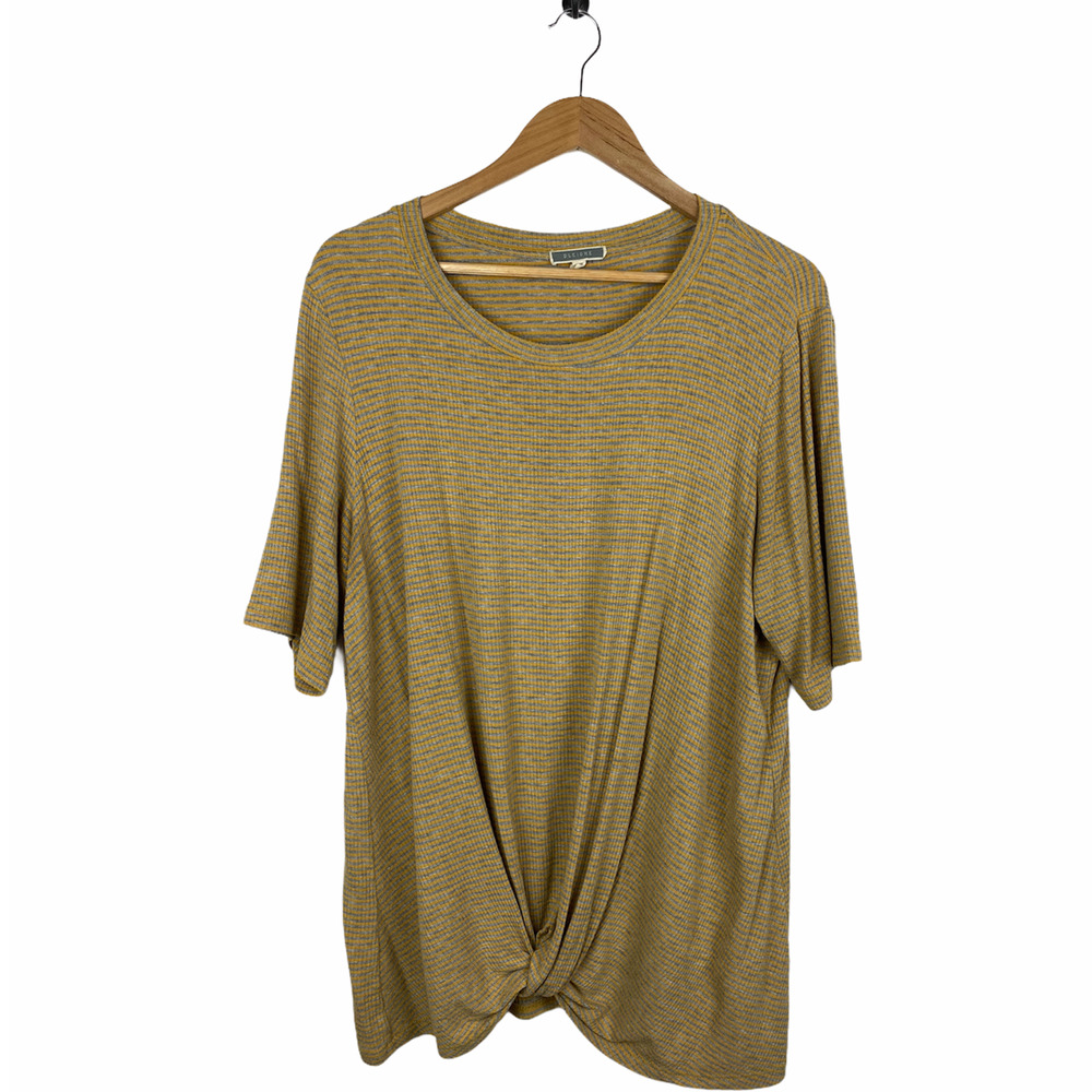 Pleione Yellow Gray Striped T-Shirt Size Large